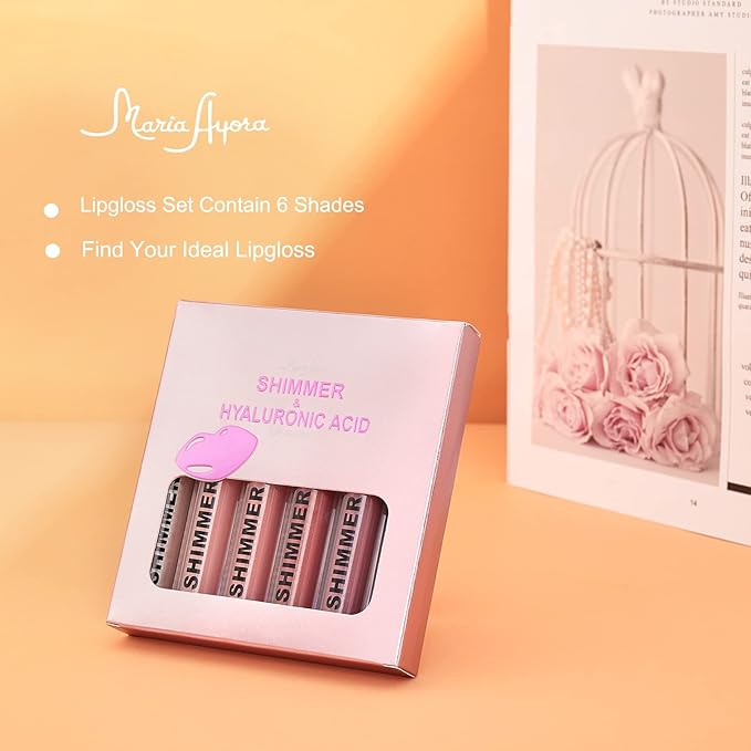 Shimmer & Hydrating Lip Gloss Set With Hyaluronic Hydrating