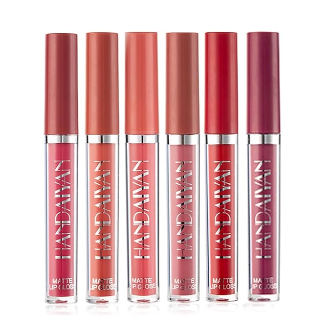 6Pcs Matte Liquid Lipstick Set Waterproof Long Lasting Non-Stick Cup Not Fade Makeup Liquid Set Moist Lip Gloss Lipgloss for Women # A