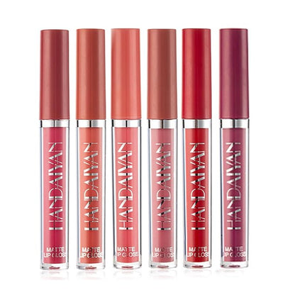 6Pcs Matte Liquid Lipstick Set Waterproof Long Lasting Non-Stick Cup Not Fade Makeup Liquid Set Moist Lip Gloss Lipgloss for Women # A