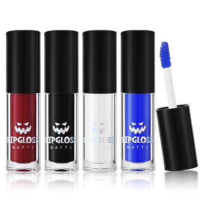 4PCS Black Blue White Liquid Lipstick Halloween Fake Smudge