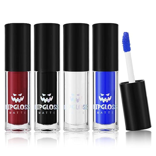 4PCS Black Blue White Liquid Lipstick Halloween Fake Smudge