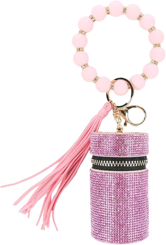 Lipstick Keychain, Leather Diamond Lip Gloss Holder, Stylish Gloss