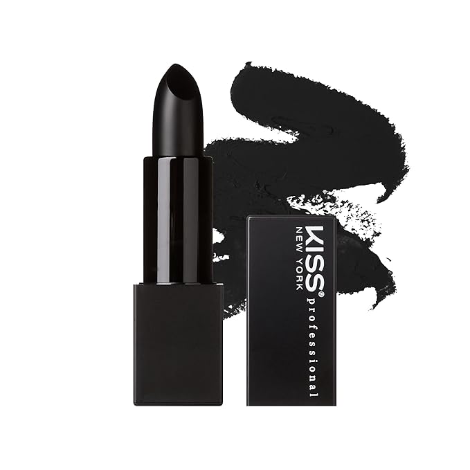 KISS NEW YORK Professional Rich Pigmented Lipstick, Smooth&Creamy Satin Finish, Long Lasting, Infused with Shea Butter and Vitamin E (Noir)