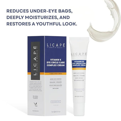 Eye Cream with Vitamin K2 - Moisturising Eye Care Against Dark Circles & Bags - Anti-Wrinkle & Firming Effect - 15 ml