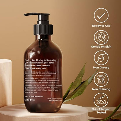 Soothing Massage Oil for Sore Muscles & Calming Massage Oil for Sore Muscles Set - 100% Natural Aromatherapy Grade Essential Oils Set - 2x6.76 fl oz - Gya Labs