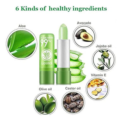 3 Pcs Aloe Vera Color Changing Lipstick,Long Lasting Changing