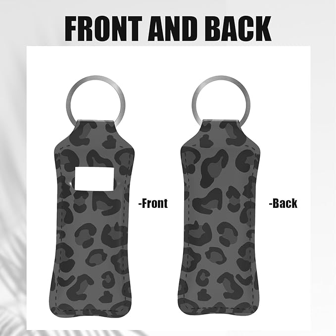 Black Leopard Cheetah Chapstick Holder Keychain, Portable Lip Gloss