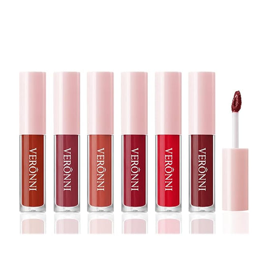 Nude Lipstick Set，6 Colors Matte Liquid Lipstick Set Long-Lasting