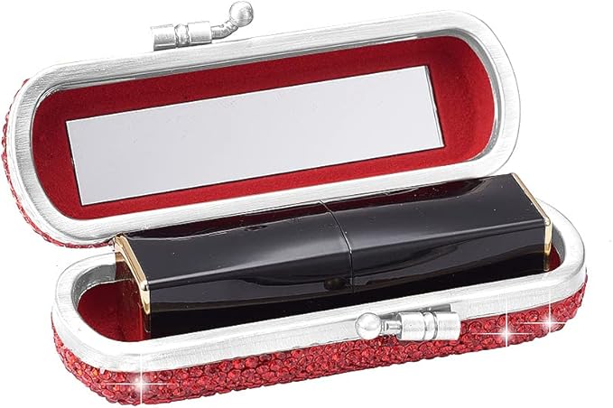 XhuangTech Bling Lipstick Holder Case With Mirror, Rhinestone XhuangTech
