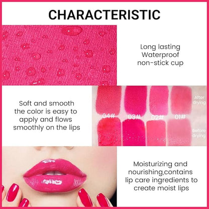 BINGBRUSH 4Pcs Bright Vivid Color Lip Tint With BINGBRUSH