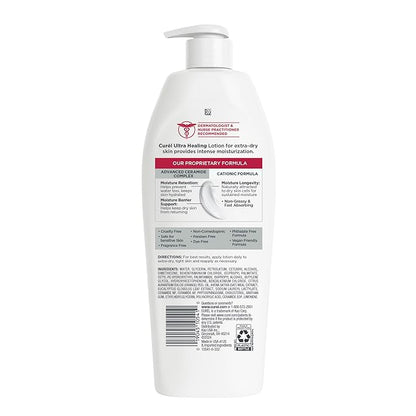 Curel Ultra Healing Intensive Fragrance-Free Lotion For Extra-Dry Skin, Dermatologist Recommended, Ideal for Sensitive Skin, Cruelty Free, Paraben Free, 13 Oz, Pack of 3