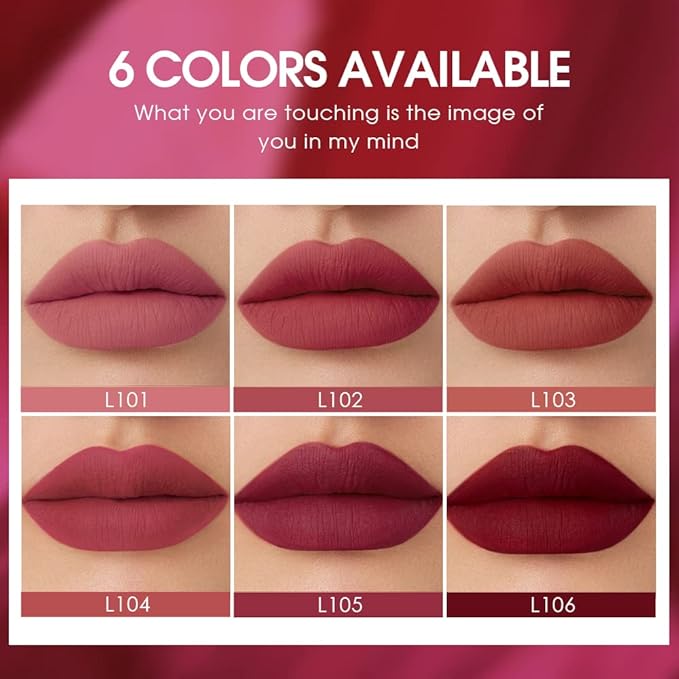 LANGMANNI Velvet Matte Nude Lipstick Set,Long-Lasting & Rich Pigment,Capsule Tube Shape Lip Gloss Set Gift Collection for Women/Girls (6Pcs Liquid Lipstick)