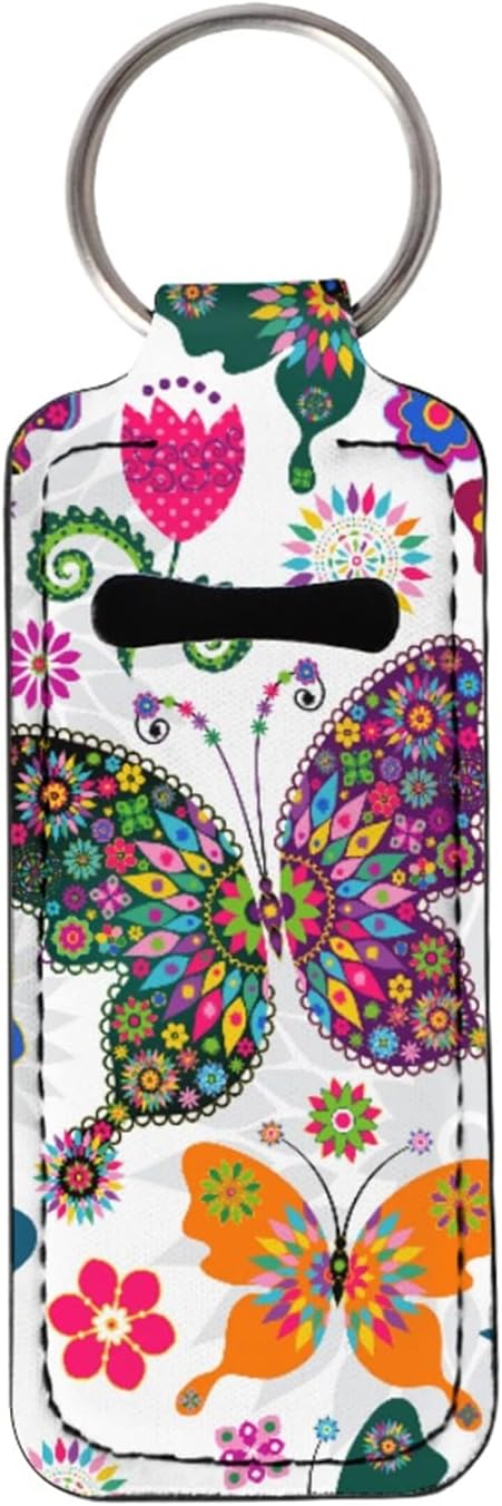 Horeset Chapstick Holder Colorful Butterfly Clip-On Lip Balm Ring