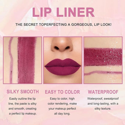 evpct 1Pcs Plum Purple Lip Liner and Lipstick