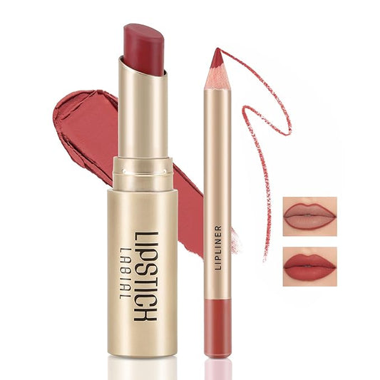 Boobeen 2 Pcs Lip Liner and Lipstick Set, Ultra-Long-Lasting