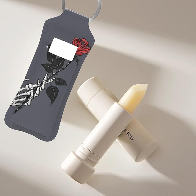 Handheld Rose Design Chapstick Holder Keychain, Portable Lip Design