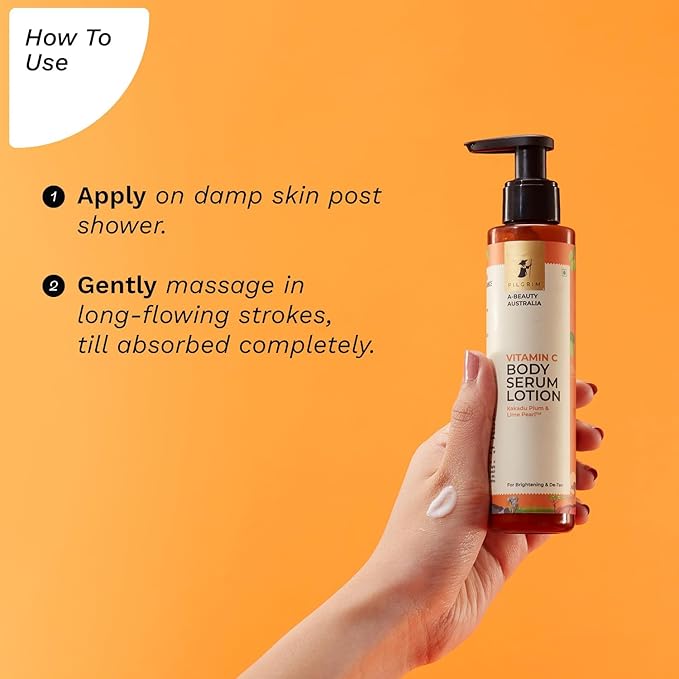 Vitamin C Body Serum Lotion with Kakadu Plum & Lime Pearl | Hydrating & Nourishing Body Moisturizer for Smooth, Radiant-Looking Skin | Non-Sticky, Vegan | 5.07 Fl Oz (150ml)