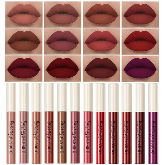 QiBest 12Pcs Matte Liquid Lipstick Set for Girls Lipstick