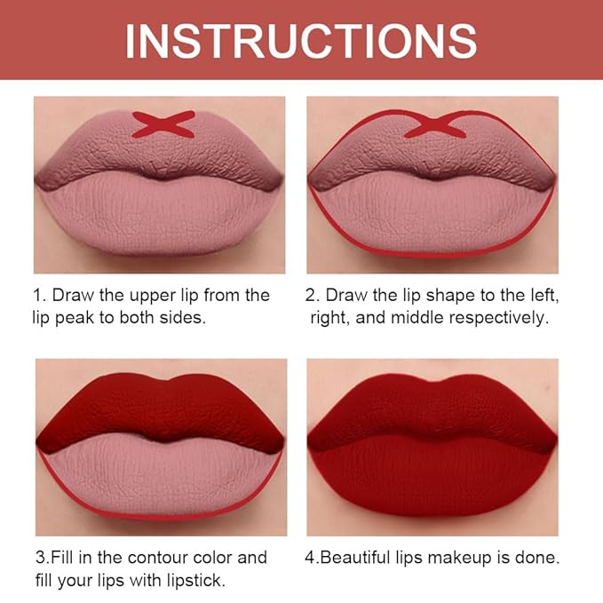 evpct 1Pcs Ruby Red Lip Liner and Lipstick