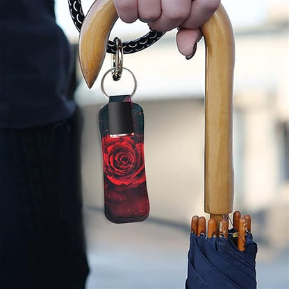 Women Girls Red Rose Print Lipstick Travel