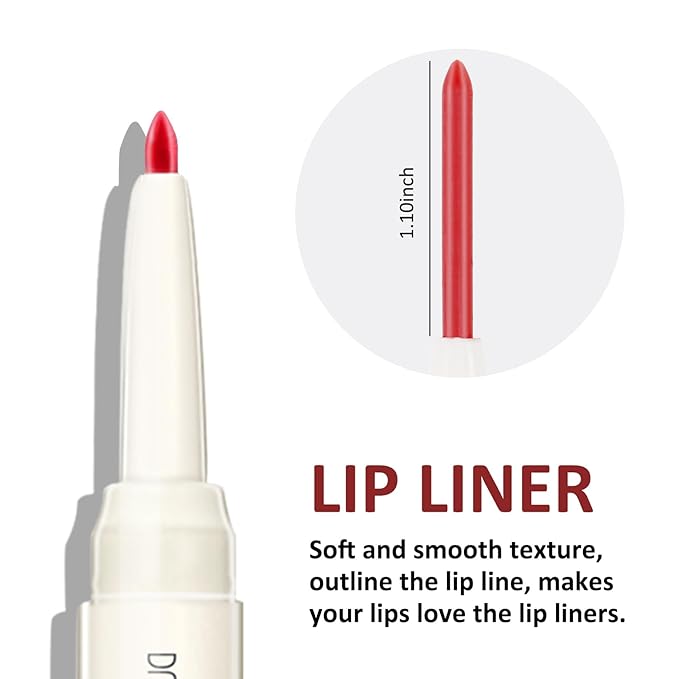 Boobeen Double-ended Lipstick Lip Liner Makeup Velvet Lipgloss Lipstick, Creamy Lip Pencil for Women Matte Long-lasting Matte Satin Finish, Nourishing and Non-fading