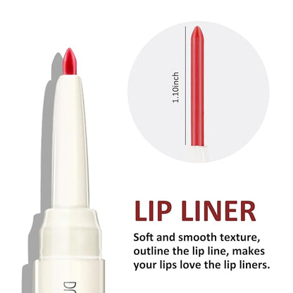 Boobeen Double-ended Lipstick Lip Liner Makeup Velvet Lipgloss Lipstick, Creamy Lip Pencil for Women Matte Long-lasting Matte Satin Finish, Nourishing and Non-fading