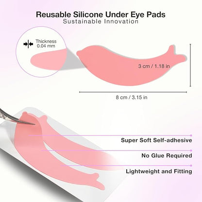 Curacoro Reusable Eye Pads, Silicone Under Eye Patches Lash Lift Cover Eyelash Extension | Soft Pads for Sensitive Skin during Eyelash Perm Lamination & Lash Extensions Remover (Pink, Style 4)