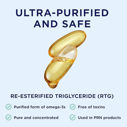 PRN De3 Dry Eye Omega 3 Fish Oil – Support for Dry Eyes - 2240mg EPA & DHA in Triglyceride Formula – New & Improved-Burpless-1 serving, 1-month supply