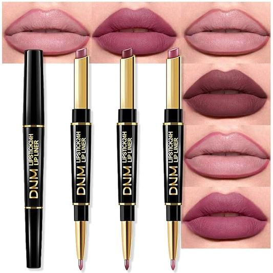 evpct 3Pcs Rose Chocolate Burgundy Red Matte Lip 24 l