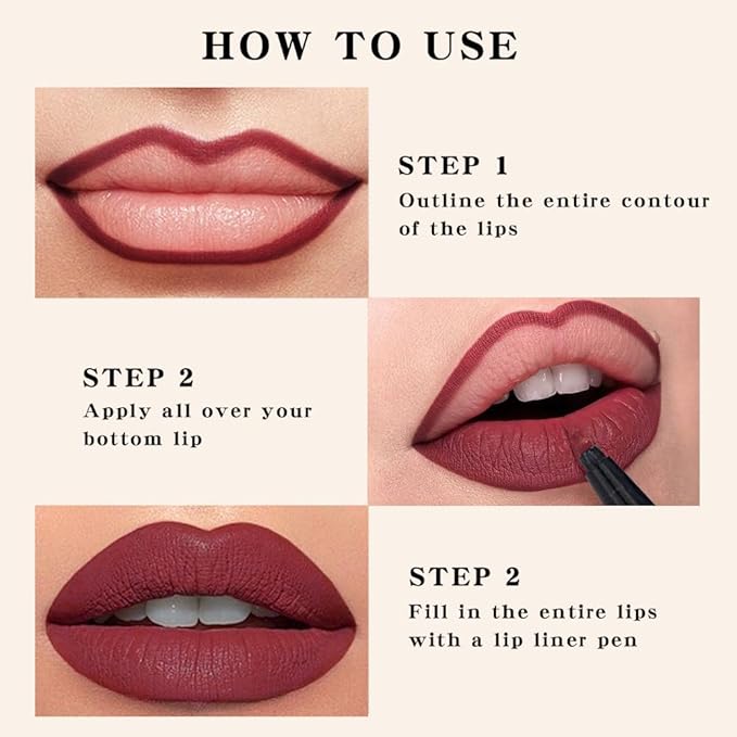 Mocha Nude Matte Lip Tint Stain Pen,Versatile Lip Set,Long