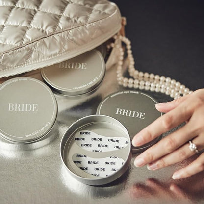 Bride Essential Eye Mask to Treat Dark Circles, Wrinkles and Puffy Eyes, 1 Pair White Reusable Silicone Under Eye Patches with Chic Case for Bridal Shower, Bachelorette and Wedding Gift
