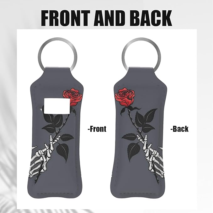 Handheld Rose Design Chapstick Holder Keychain, Portable Lip Design