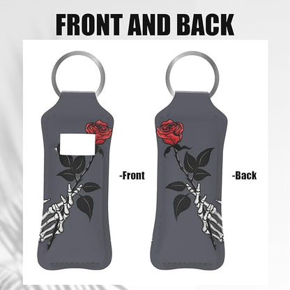 Handheld Rose Design Chapstick Holder Keychain, Portable Lip Design