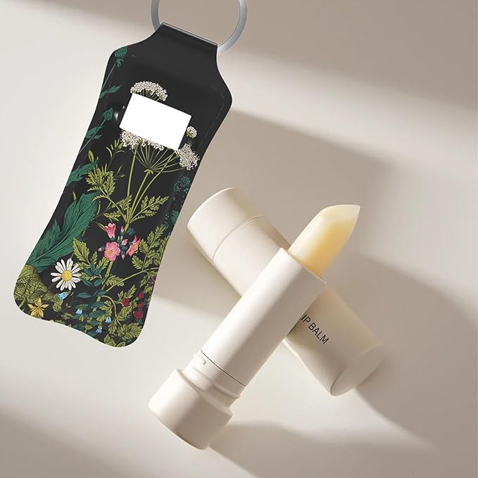 Vintage Flowers Dandelion Chapstick Holder Keychain, Portable Lip Vintage