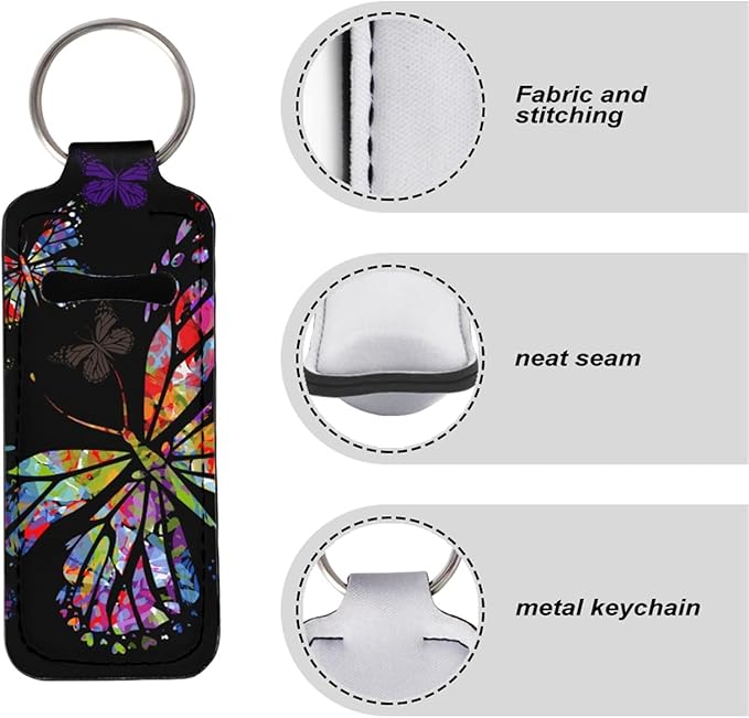 Horeset Chapstick Holder Watercolor Butterfly Slim Neoprene Lipstick