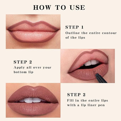 Mocha &nude Matte Lip Tint Stain Pen 2 Pen,Long