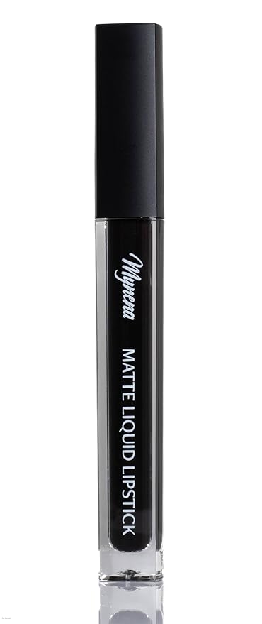 Mynena Black Long-Lasting Matte Liquid Lipstick | Intense Color, Smudge-Proof & Waterproof | Comfortable, Hydrating Shea Butter | Vegan & Cruelty-Free| Linda