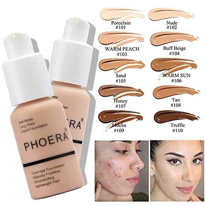 PHOERA Foundation, PHOERA Contour Palette,Shades with Highlighter & #002 Contour/Nude+#002)