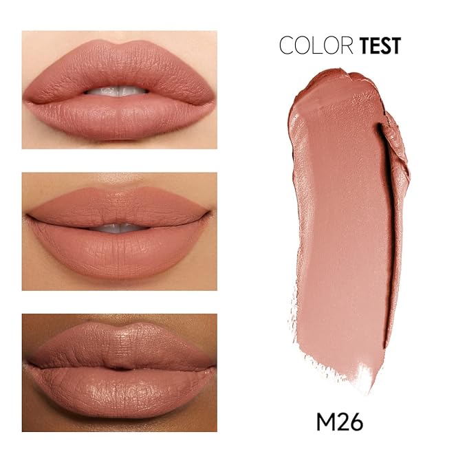 Matte Lipstick Hydrating Lip Color Makeup, Highly Pigmented Lipstick with Moisturizing Formula, Lightweight, Smooth, M26