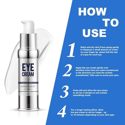 Revitalizing Eye Cream with Hyaluronic Acid, Caffeine, Green Tea - Anti-Wrinkle, Dark Circles,beauty,Firming, Puffiness, Reduce Under Eye Bags, 1 fl oz