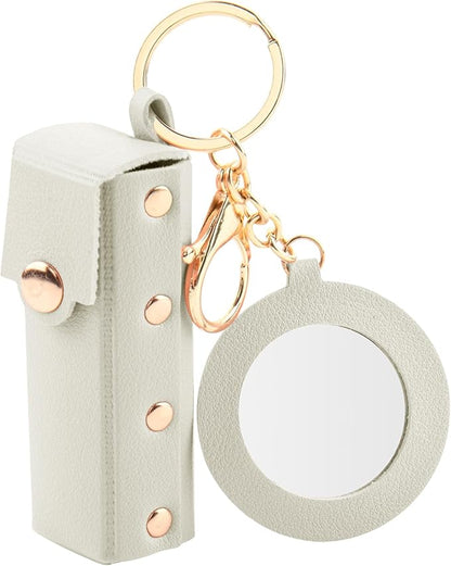 Lipstick Organizer Keychain Chapstick Case with Mirror Organizer