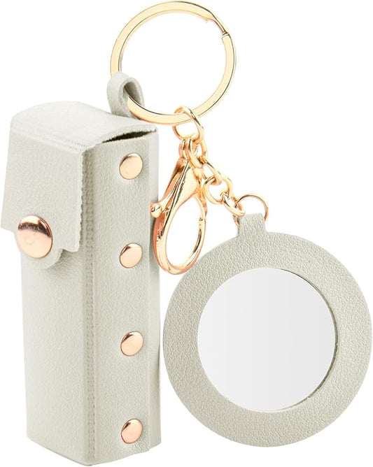 Lipstick Organizer Keychain Chapstick Case with Mirror Organizer