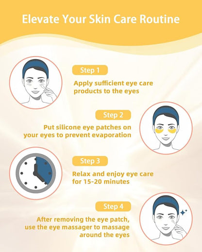 Under Eye Patches Silicone - 2 Pairs Reusable Eye Patches, Eye Wrinkle Patches, Reusable Under Eye Mask, Plump Fine Lines & Wrinkles, Gold