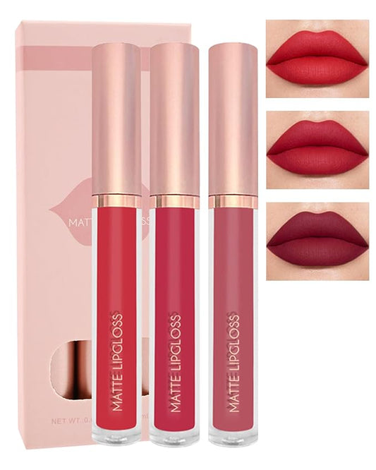 3Pcs Matte Liquid Lipstick Set, High Pigmented Lip High
