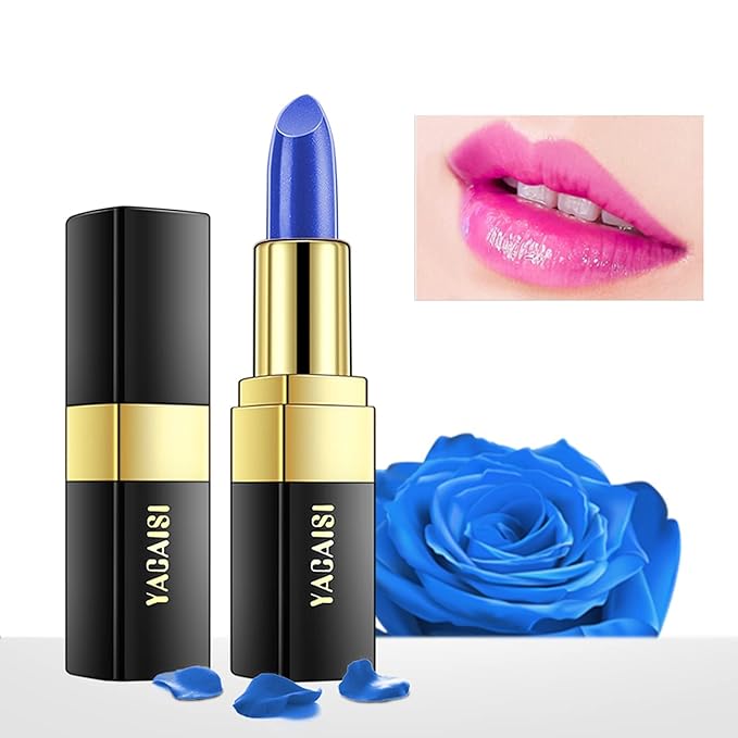 MEICOLY Blue Shimmer Lipstick, Magic Color Changing Lipstick,Tinted Magic