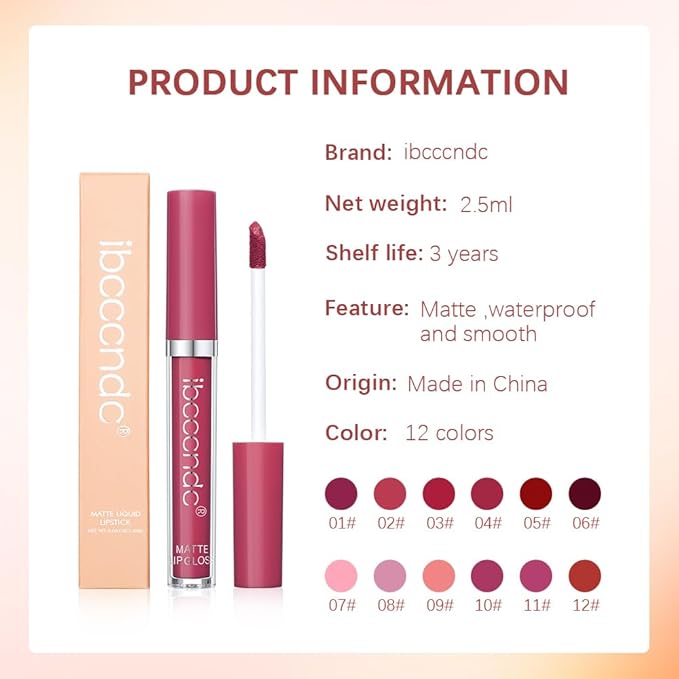 MYUANGO Matte Liquid Lipstick, Ultra-Intense Pigmented Creamy Formula, MYUANGO