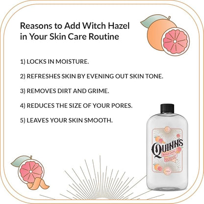 Quinn’s Alcohol Free Witch Hazel with Aloe Vera 16 Ounce (Pink Grapefruit and Orange Rind)