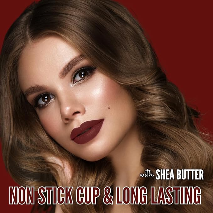 Mynena Long-Lasting Matte Liquid Lipstick | Intense Color, Smudge-Proof & Waterproof | Comfortable, Hydrating Shea Butter | Vegan & Cruelty-Free | IMerlot