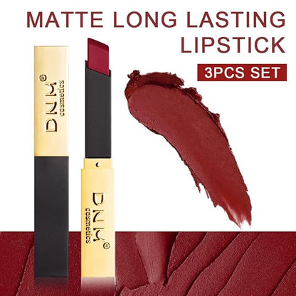 evpct 3Pcs Dark Deep Light Bright Ruby Red Mauve Matte Color Stay Lipstick Lip Crayon Set for Women Waterproof Long Lasting 24 Hour Lipstick labiales matte larga duracion 24 mate 24 horas originales