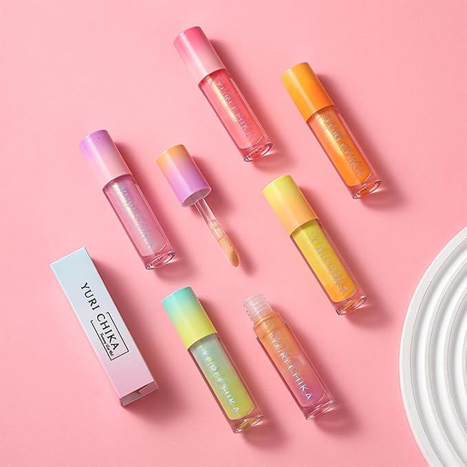 Shimmer Glitter Lip Gloss Oil,6 Color Hydrating Sparkly Lipstick,Non-Sticky Fresh Texture Lip Oil,Long Lasting Moisturizing Lip Makeup (#05)